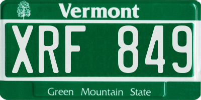 VT license plate XRF849