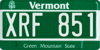 VT license plate XRF851