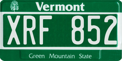 VT license plate XRF852
