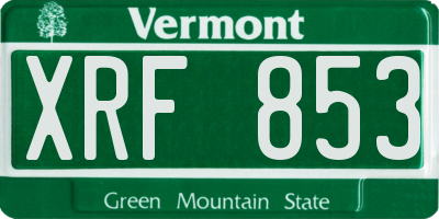 VT license plate XRF853