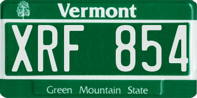 VT license plate XRF854