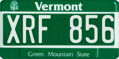 VT license plate XRF856
