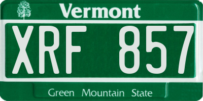 VT license plate XRF857