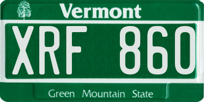 VT license plate XRF860
