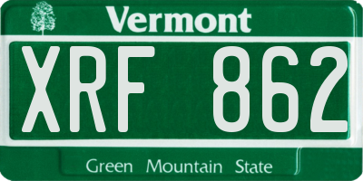 VT license plate XRF862