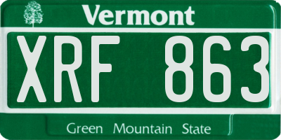 VT license plate XRF863