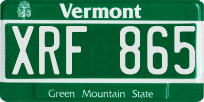 VT license plate XRF865