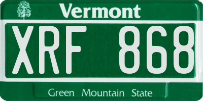 VT license plate XRF868