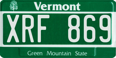 VT license plate XRF869