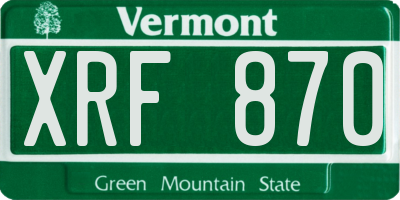 VT license plate XRF870