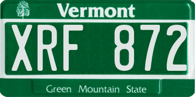 VT license plate XRF872