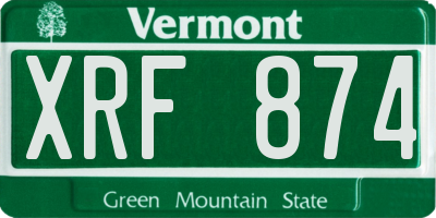 VT license plate XRF874