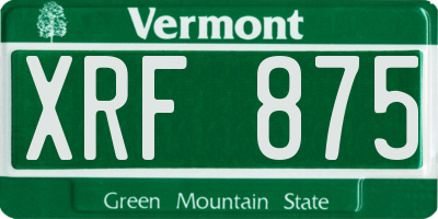 VT license plate XRF875