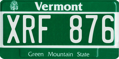 VT license plate XRF876