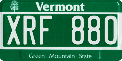 VT license plate XRF880