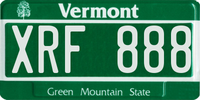 VT license plate XRF888