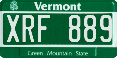 VT license plate XRF889