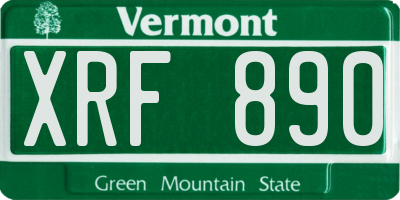 VT license plate XRF890
