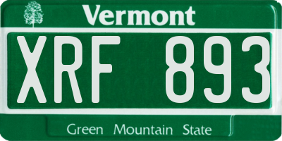 VT license plate XRF893