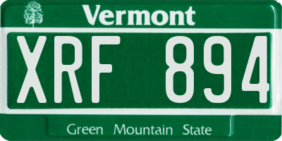 VT license plate XRF894