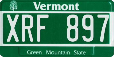 VT license plate XRF897
