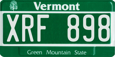 VT license plate XRF898