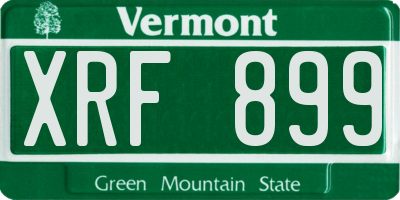 VT license plate XRF899