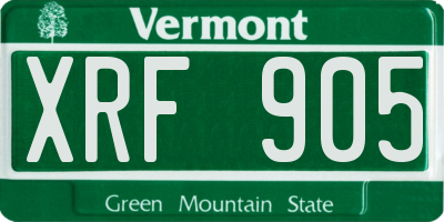 VT license plate XRF905