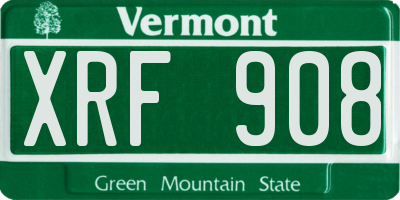 VT license plate XRF908