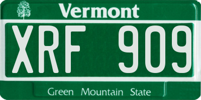 VT license plate XRF909