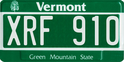 VT license plate XRF910