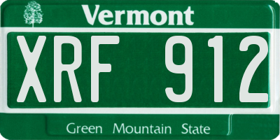 VT license plate XRF912
