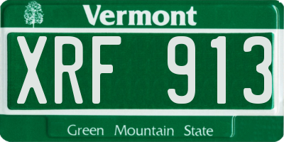 VT license plate XRF913