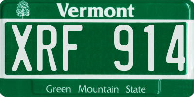 VT license plate XRF914