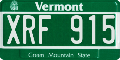 VT license plate XRF915
