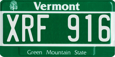 VT license plate XRF916