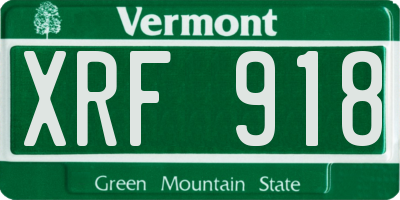 VT license plate XRF918