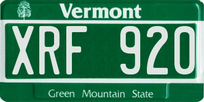 VT license plate XRF920