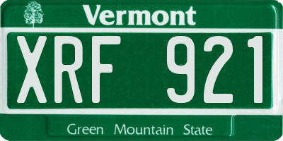 VT license plate XRF921