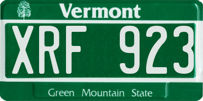 VT license plate XRF923