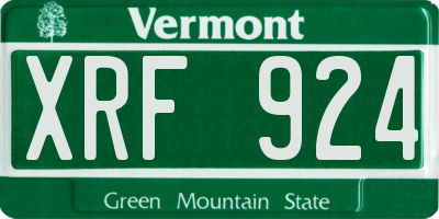 VT license plate XRF924