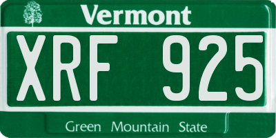 VT license plate XRF925