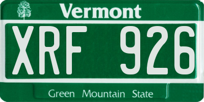 VT license plate XRF926