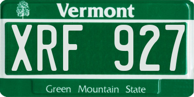 VT license plate XRF927