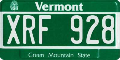 VT license plate XRF928