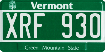 VT license plate XRF930