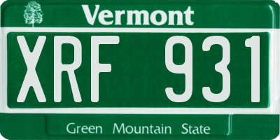 VT license plate XRF931