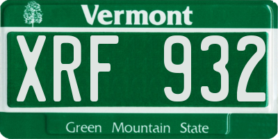 VT license plate XRF932
