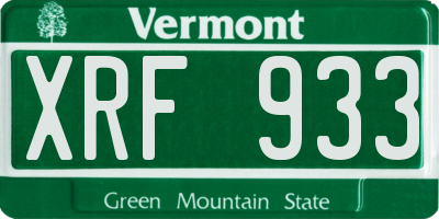 VT license plate XRF933