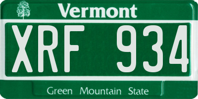 VT license plate XRF934